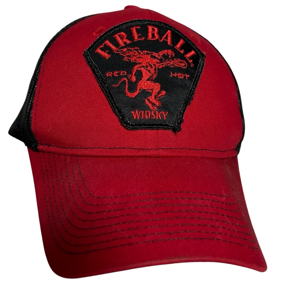 Fireball Whisky Red Hot Patch Hat Script Logo Mes… - image 1